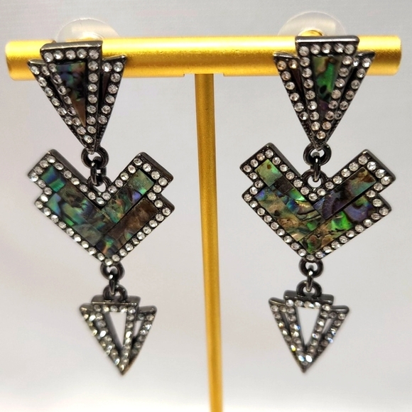 Lulu Frost Mock-up Abalone Mosiac Dangle Earrings - Picture 6 of 7